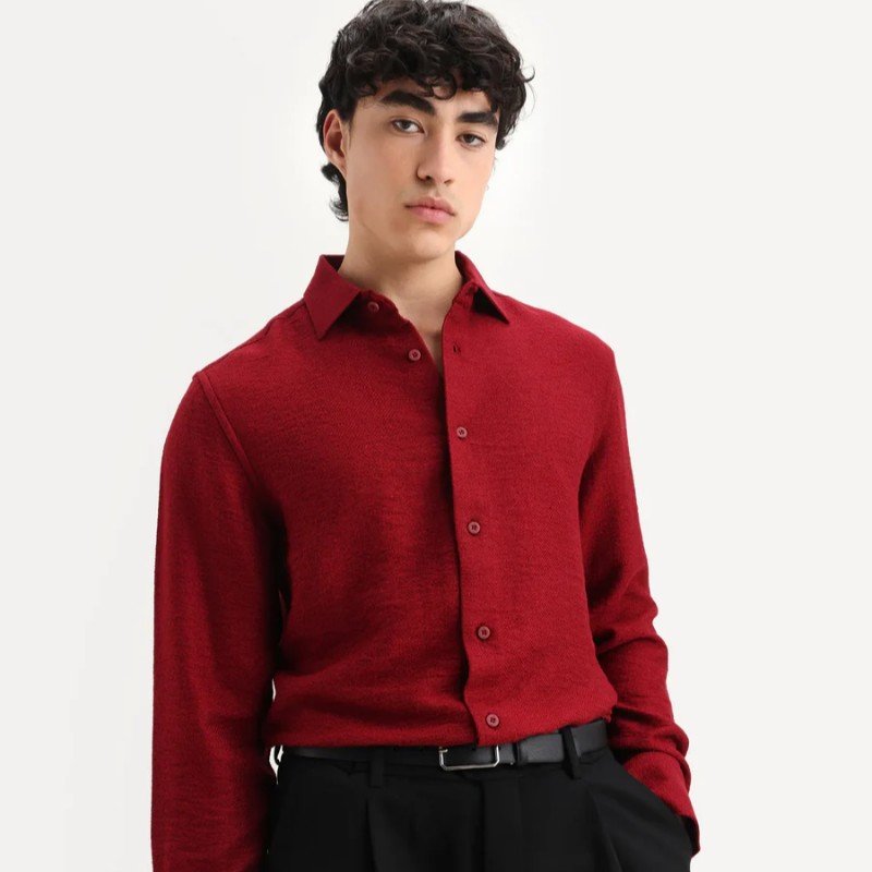 VISCOSE REGULAR FIT SHIRT MULFIR - RED