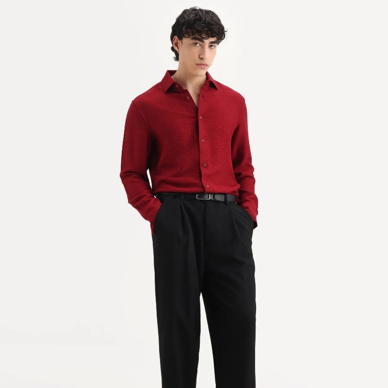 VISCOSE REGULAR FIT SHIRT MULFIR - RED