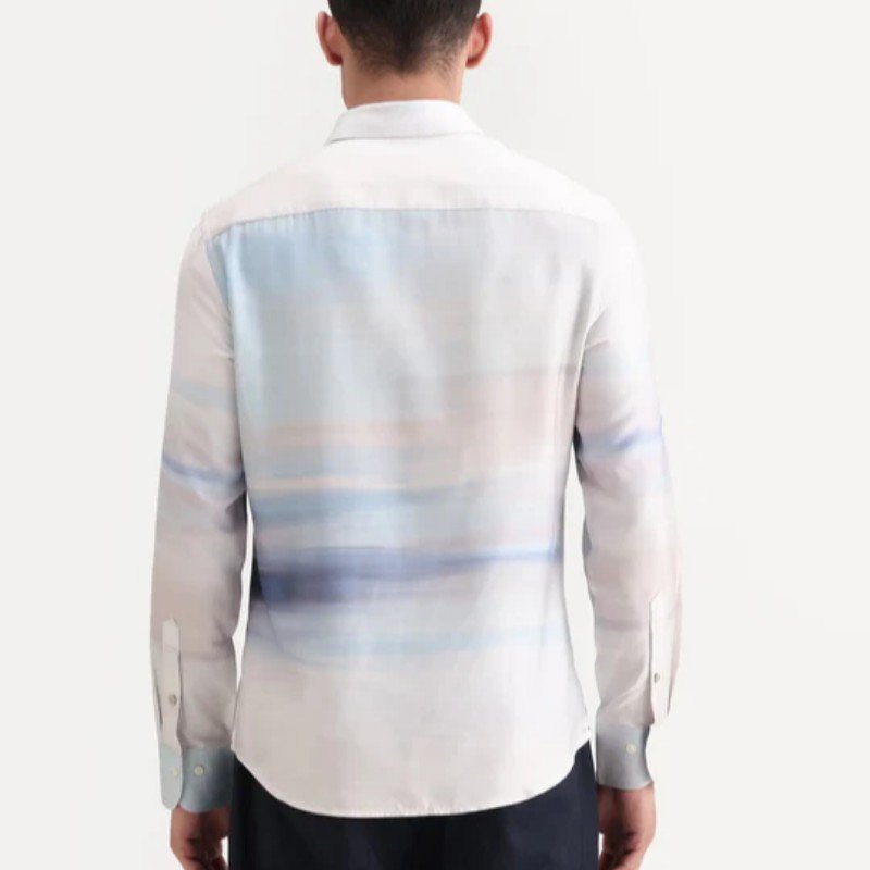 REGULAR FIT ABSTRACT PRINT SHIRT PUMOT - OFF WHITE